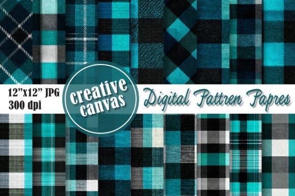 Download Turquoise Plaid Digital Paper Bundle - Digital paper Collection