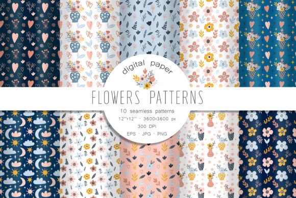 Download Boho Floral Patterns. Flowers Paper - Paper Collection