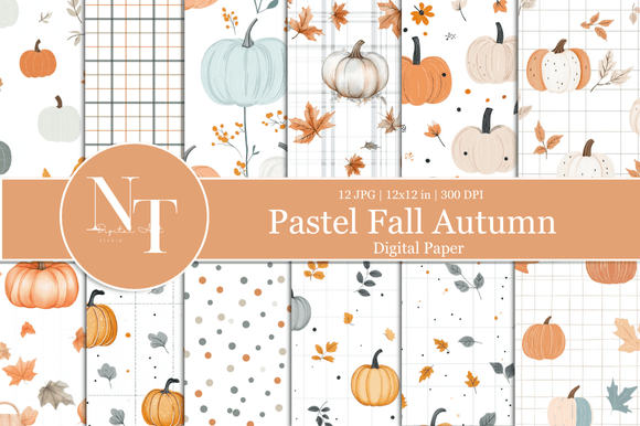 Download Pastel Fall &amp; Autumn Digital Paper - Digital paper Collection