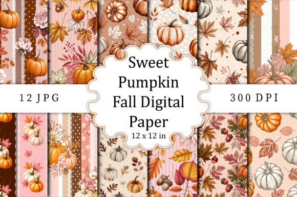 Download Sweet Pumpkin Fall Digital Paper - Digital paper Collection