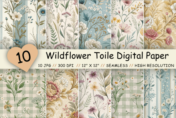 Download Wildflower Toile Digital Paper Pack - Digital paper Collection