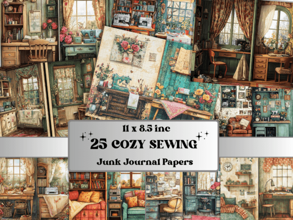 Download Cozy Sewing Corner Junk Journal Paper - Paper Collection