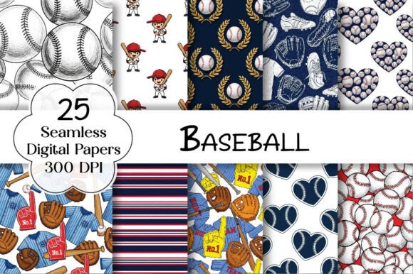 Download Baseball Digital Paper Bundle - Digital paper Collection