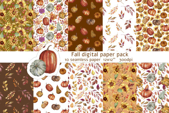 Download Fall Digital Paper Pack Autumn Seamless - Digital paper Collection