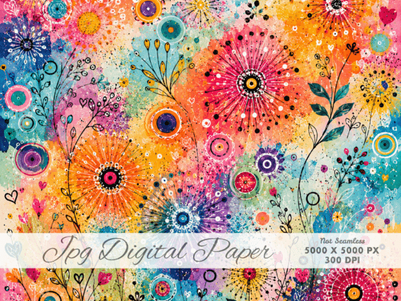 Download Color Splash Garden Digital Paper JPG, a - Digital paper Collection