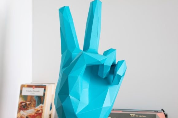 Download Peace Hand Sign Paper Sculpture - Paper Collection