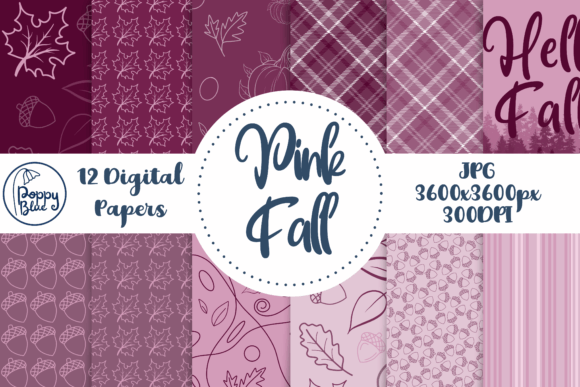 Download Pink Fall Digital Paper Pack - Digital paper Collection
