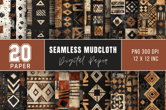 Download Digital Paper Pack African Mud Cloth - Digital paper Collection