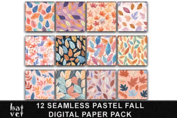 Download Fall Digital Paper Pack | Leaf Pattern - Digital paper Collection