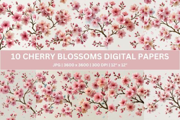 Download Petal Kiss Sakura Digital Paper - Digital paper Collection