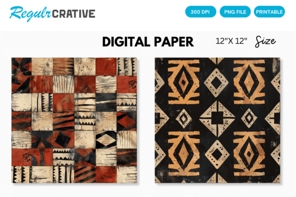 Download Digital Paper Pack African Mud Cloth - Digital paper Collection