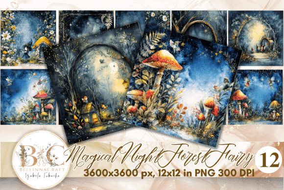 Download Magical Night Forest Fairy Digital Paper - Digital paper Collection