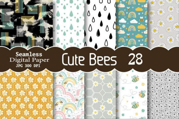 Download Cute Bees Digital Papers - Digital paper Collection