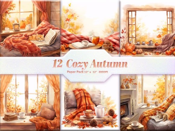 Download Cozy Autumn Digital Paper Pack - Digital paper Collection