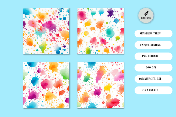 Download Rainbow Paint Splatters Seamless Tiles - Bow Collection