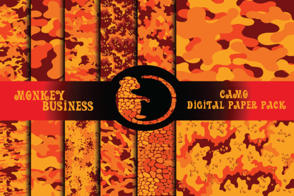 Download Orange Camo Digiral Paper Pack, Scrapbook - Paper Collection