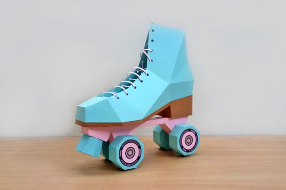 Download Retro Roller Skate 3D Paper Sculpture Craft - Paper Collection