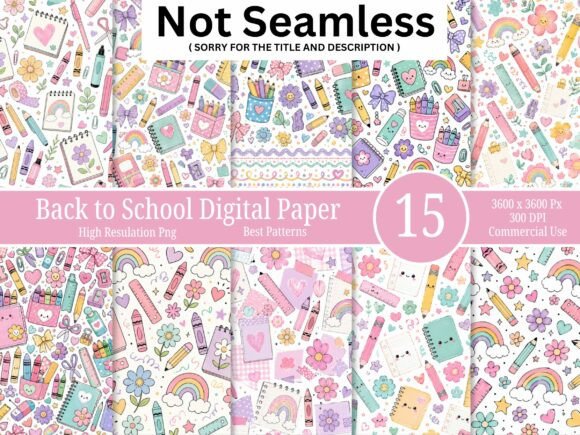 Download Cute Back to School Digital Paper Bundle - Digital paper Collection