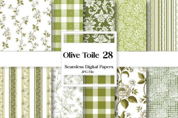 Download Olive Toile Digital Paper Pack, Vintage - Digital paper Collection