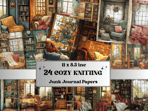 Download Cozy Knitting Corner Junk Journal Paper - Paper Collection