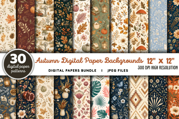 Download Autumn Digital Paper Background Bundle - Digital paper Collection
