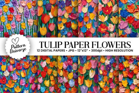 Download Colorful Paper Tulip Flower Patterns - Paper Collection