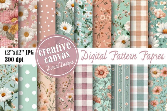 Download Coquette Daisy Floral Digital Paper - Digital paper Collection