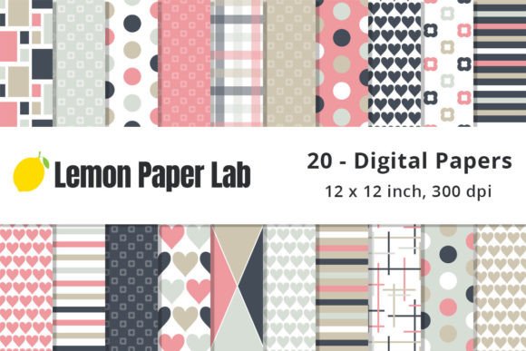 Download Pink and Navy Digital Scrapbook Paper - Paper Collection