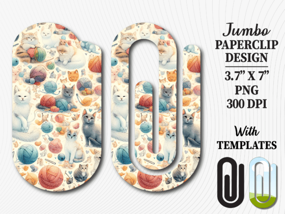 Download Cute Cat Yarn Knitting Jumbo Paperclip - Paper Collection