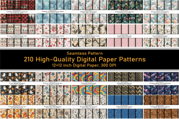 Download 210 High-Quality Digital Paper Patterns - Digital paper Collection