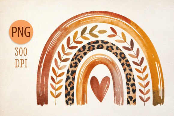 Download Rustic Fall Rainbow Clipart with Leopard - Bow Collection