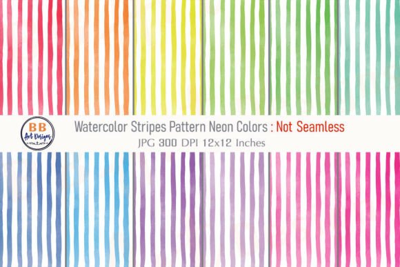 Download Neon Watercolor Stripes Pattern Paper - Paper Collection
