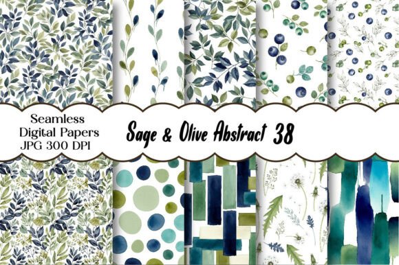 Download Sage &amp; Olive Abstract Digital Paper - Premium Resources