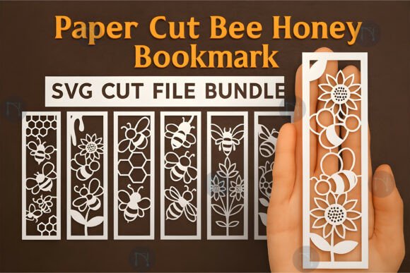 Download Paper Cut Bee Honey Bookmark SVG Bundle - Paper Collection