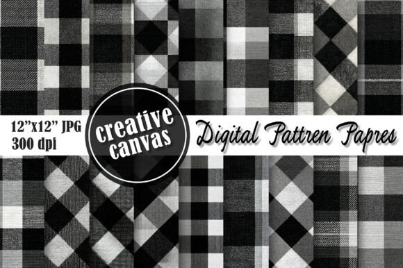 Download Black &amp; White Plaid Digital Paper - Digital paper Collection