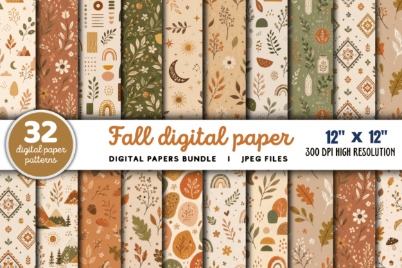 Download Fall Digital Paper Bundle - Digital paper Collection