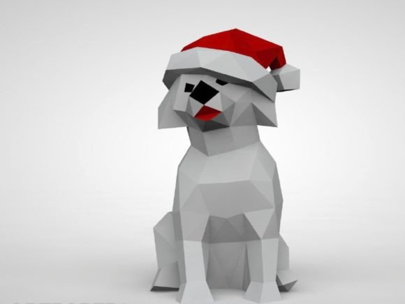 Download Christmas Dog 3D Paper Sculpture - Paper Collection