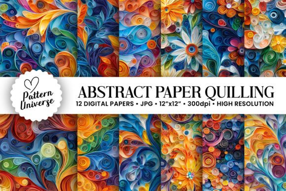 Download Abstract Paper Quilling Digital Paper - Digital paper Collection