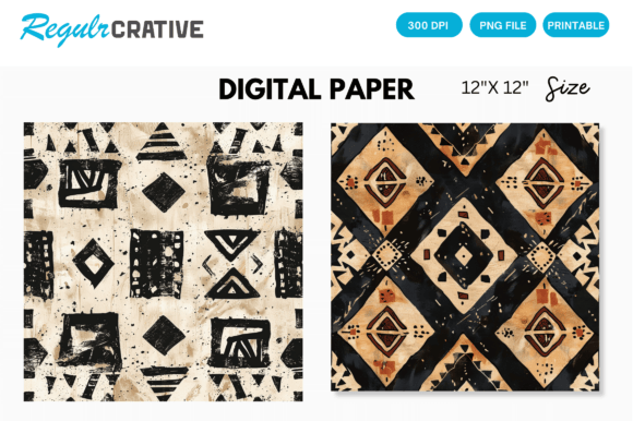 Download Digital Paper Pack African Mud Cloth - Digital paper Collection