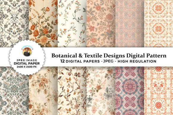 Download Botanical &amp; Textile Design Digital Paper - Digital paper Collection