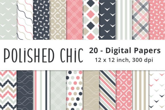 Download Pink, Navy, Silver &amp; Beige Digital Paper - Digital paper Collection