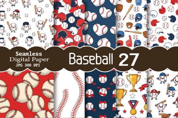 Download Seamless Baseball Digital Paper Bundle - Digital paper Collection